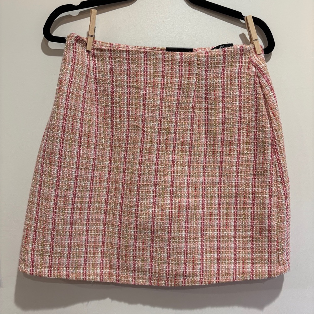 Milk and Honey Pink Tweed Crop Top Women's Skirt Set - Picture 3 of 7